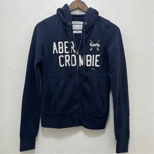 Abercrombie & Fitch Navy Blue Hooded Full Zip Hoodie Sweatshirt XS